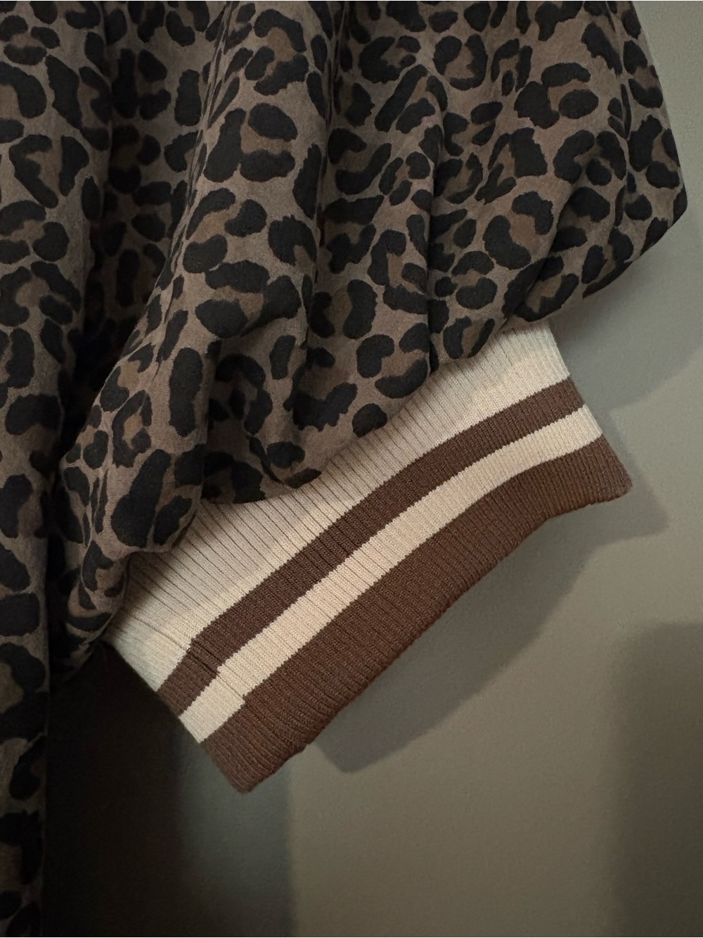 NWT Leopard Print Polo Dress with Striped Rib Trim - Picture 4 of 5